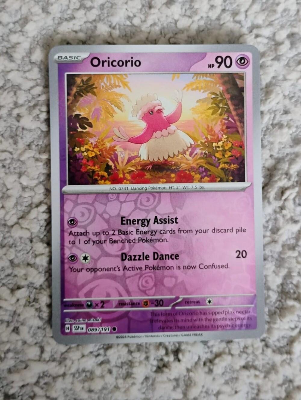 POKEMON TCG Card Oricorio Reverse Holo Surging Sparks 089/191